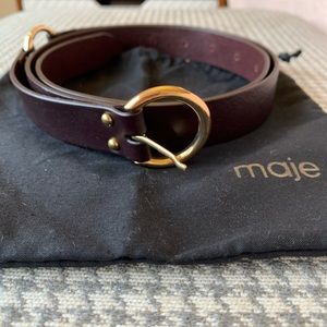 Aluna - Maje - leather dark brown gold ring belt